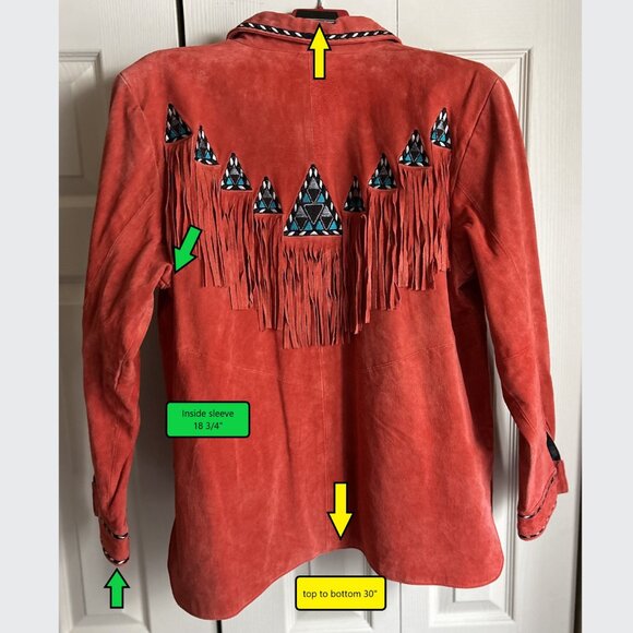Bob Mackie Leather Southwest jacket LARGE - Picture 3 of 4